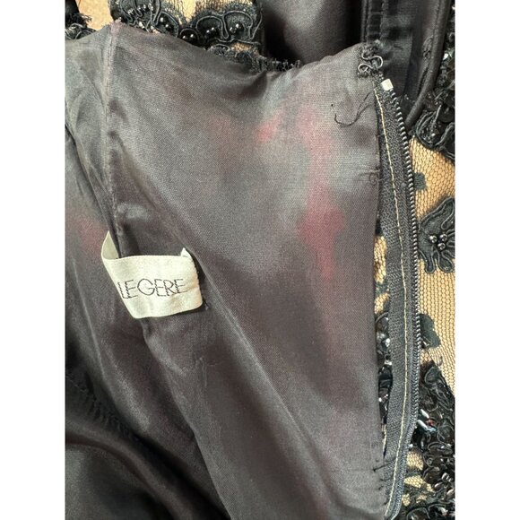 Robert Legere Black & Gold Evening Gown With Floral Sequin and Lace Bodice Sz Sm - Picture 5 of 15